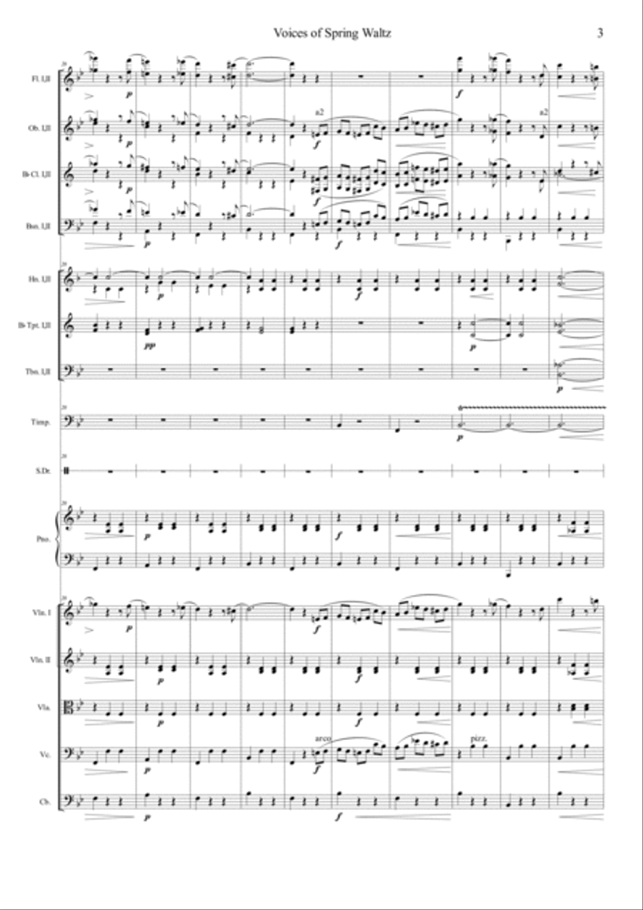 Voice of Spring Waltz Orchestra scores gallery preview page 3