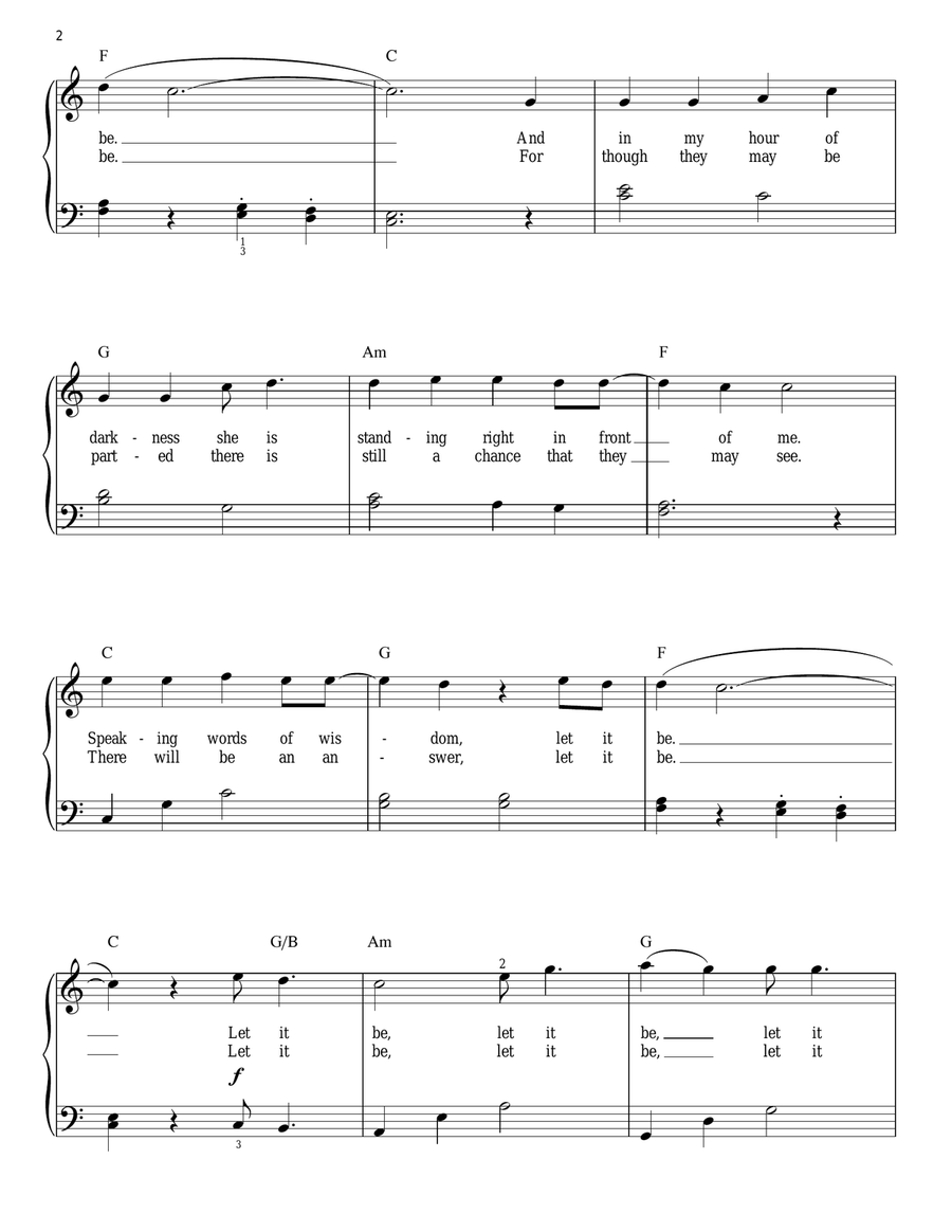 Let It Be (arr. Phillip Keveren) Easy Piano scores gallery preview page 2