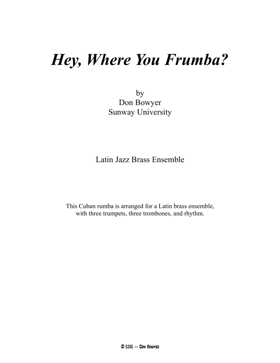 Hey, Where You Frumba? Hey, Where You Frumba? Brass Ensemble scores gallery preview page 1