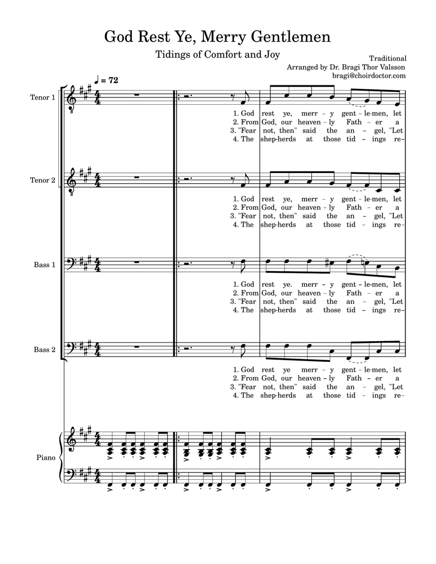 Five Christmas Songs - TTBB Choir with optional Piano accompaniment TTBB scores gallery preview page 3