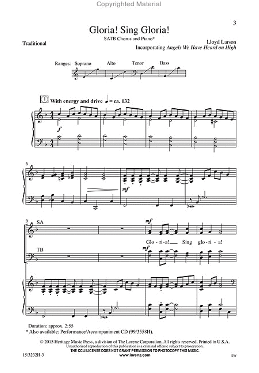 Gloria! Sing Gloria! 4-Part scores gallery preview page 2
