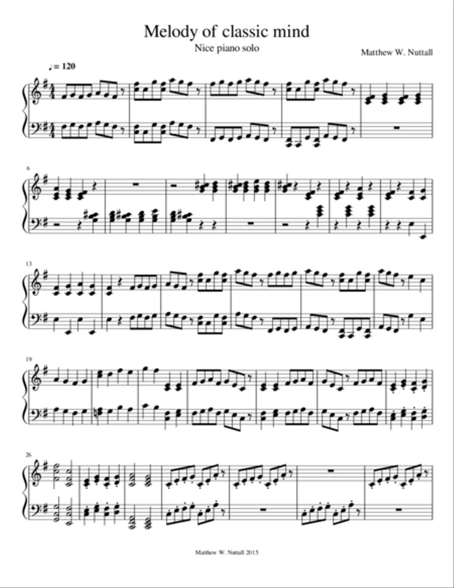 Melody of Classic Mind Piano Solo scores gallery preview page 1