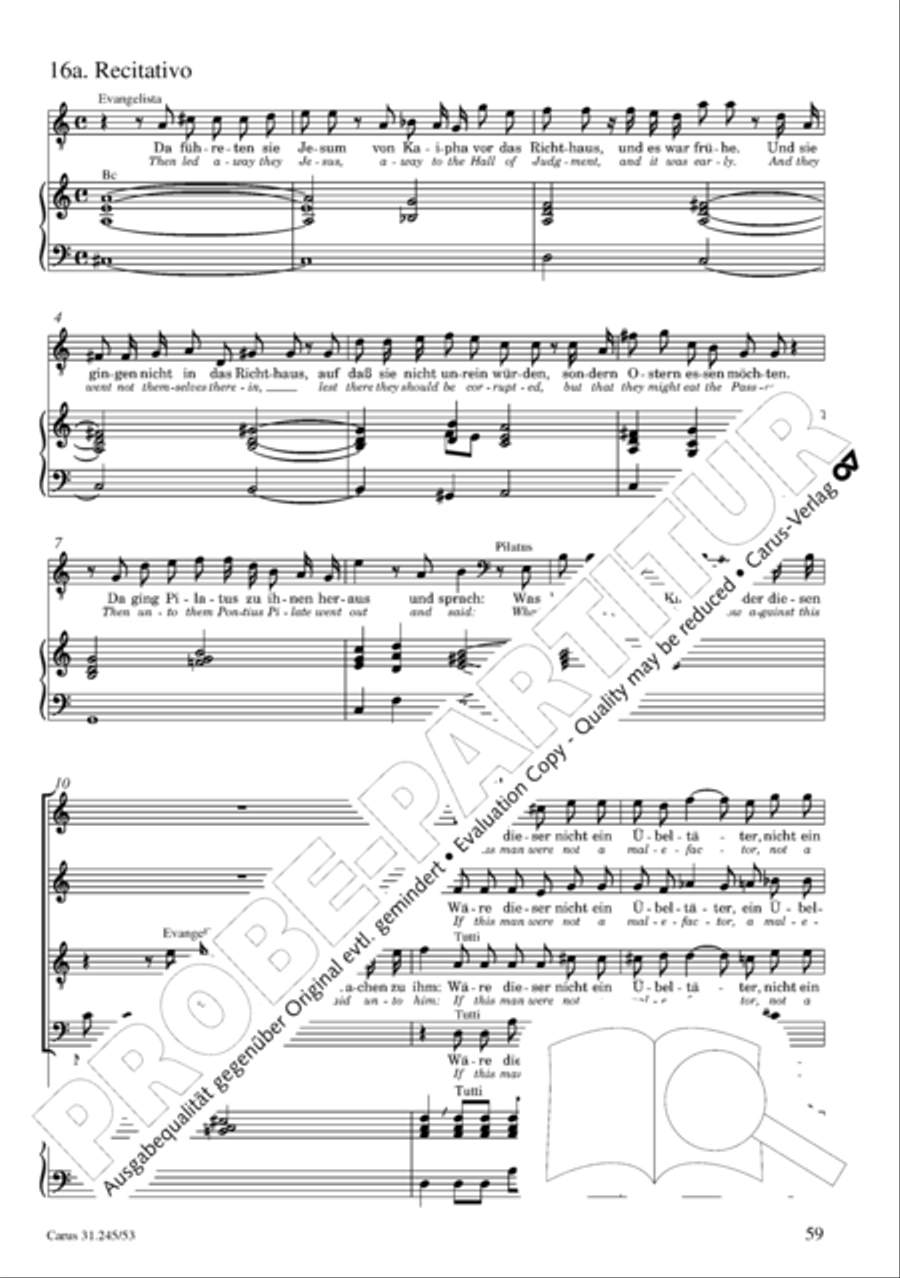 St. John Passion (Johannes-Passion) 4-Part scores gallery preview page 60