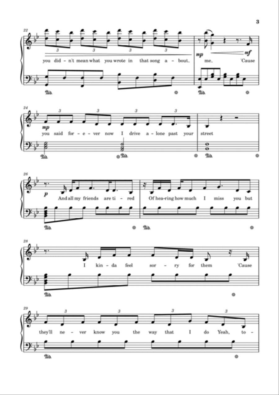 Drivers License Piano Solo scores gallery preview page 3