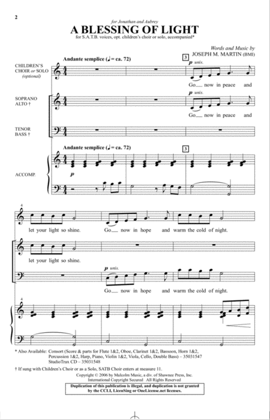 A Blessing Of Light 4-Part scores gallery preview page 1