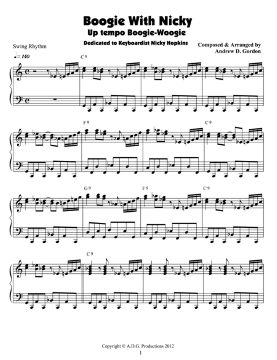 Boogie With Nicky (dedicated to the great British keyboard player Nicky Hopkins) Piano Method scores gallery preview page 2