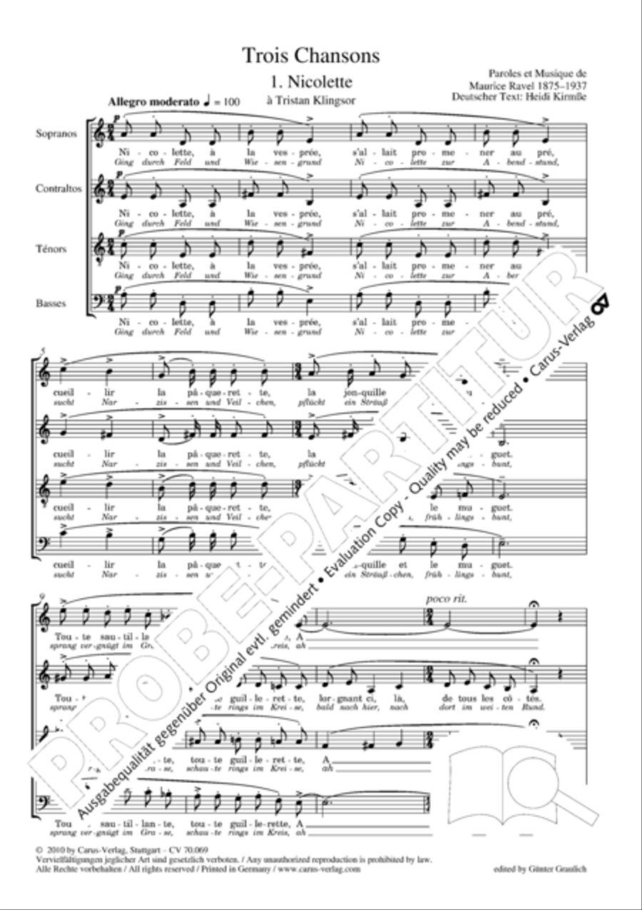 Ravel: Trois chansons Ravel: Trois chansons Choir scores gallery preview page 2