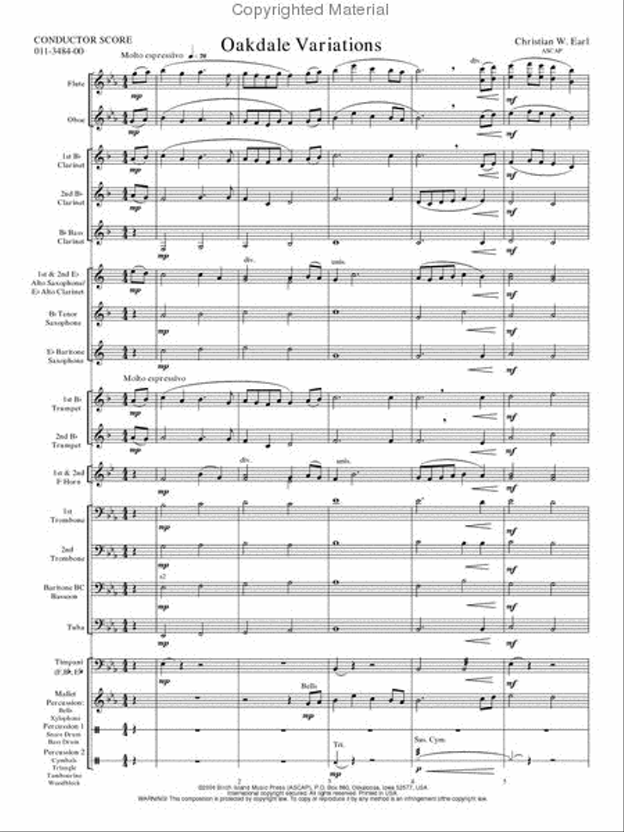Oakdale Variations Oakdale Variations Concert Band scores gallery preview page 2