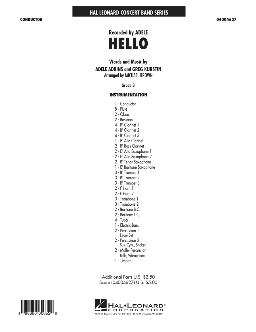 Hello - Conductor Score (Full Score) Concert Band scores gallery preview page 1