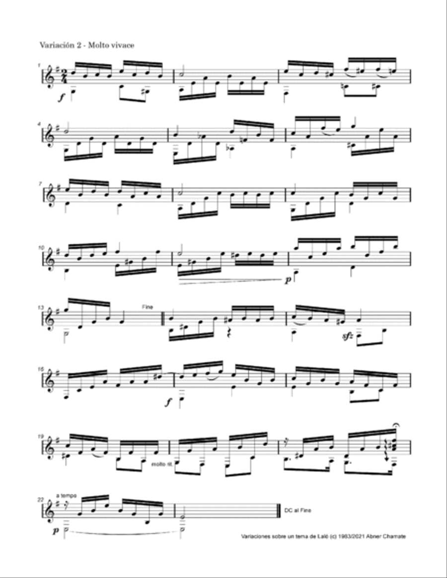 Variations on a theme by Lalo Acoustic Guitar scores gallery preview page 3