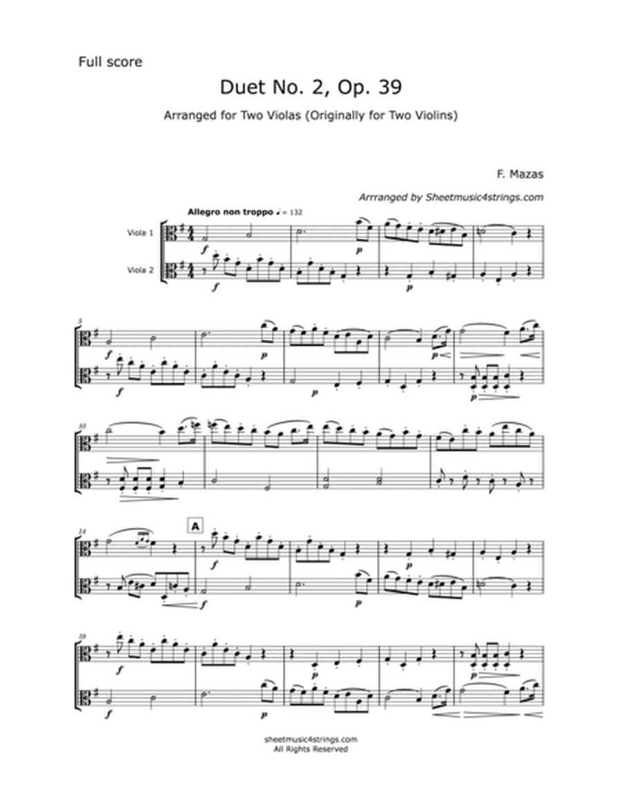 Mazas, F. Duo No. 2, Op. 39 For Two Violas image number null