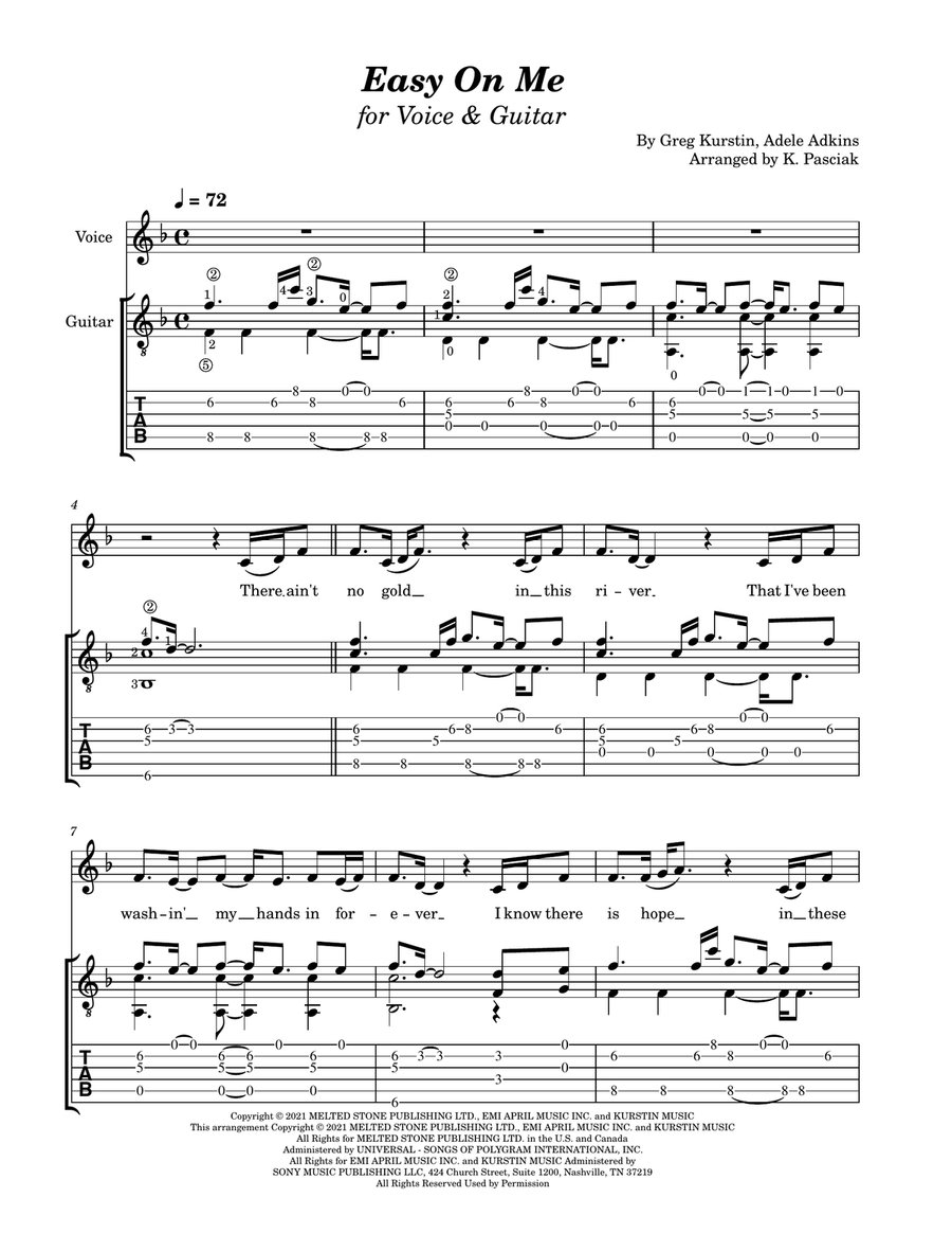 Easy On Me Acoustic Guitar scores gallery preview page 3