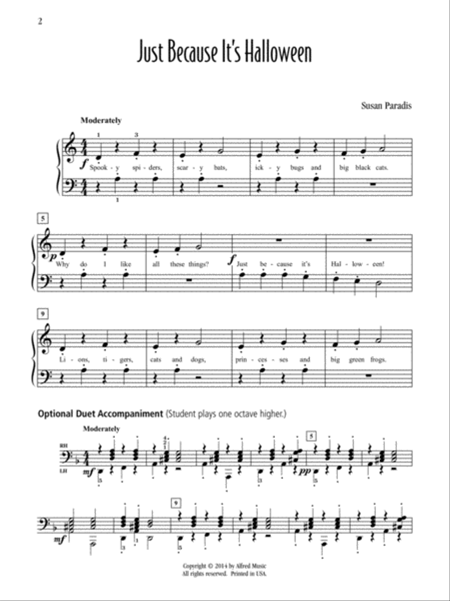 Just Because It's Halloween Easy Piano scores gallery preview page 2