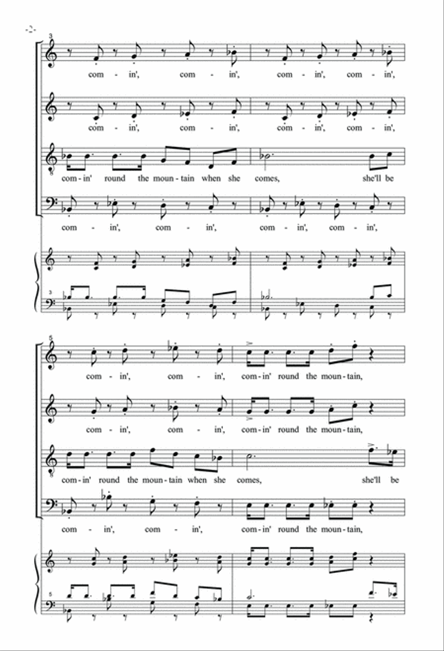 She'll Be Comin' Round The Mountain 4-Part scores gallery preview page 3