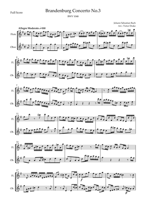 Brandenburg Concerto No. 3 in G major, BWV 1048 1st Mov. (J.S. Bach) for Flute & Oboe Duo