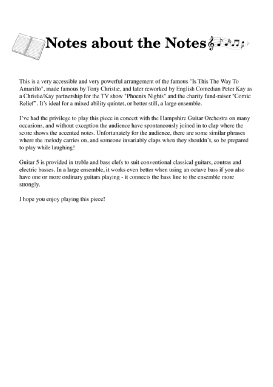 Amarillo (is This The Way To) Guitar Ensemble scores gallery preview page 3