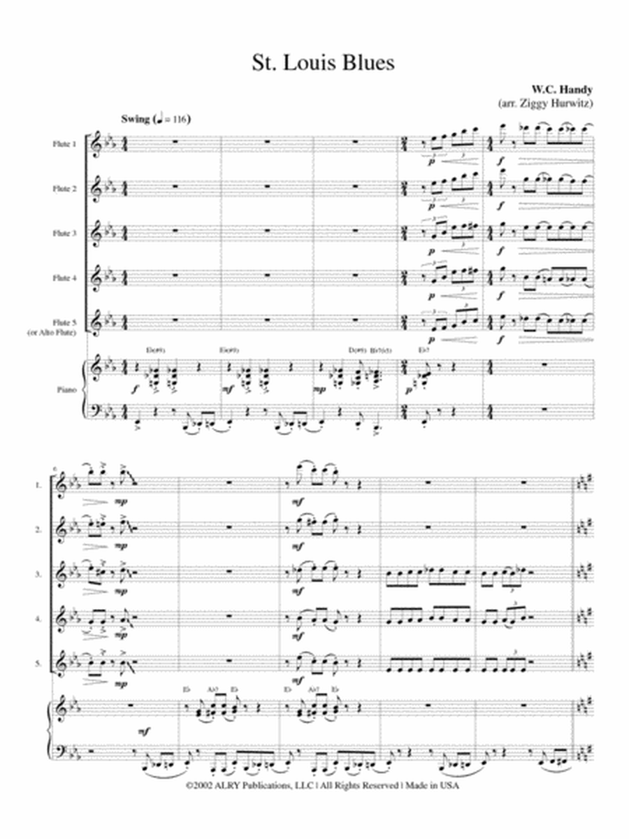 St. Louis Blues for Flute Choir and Piano