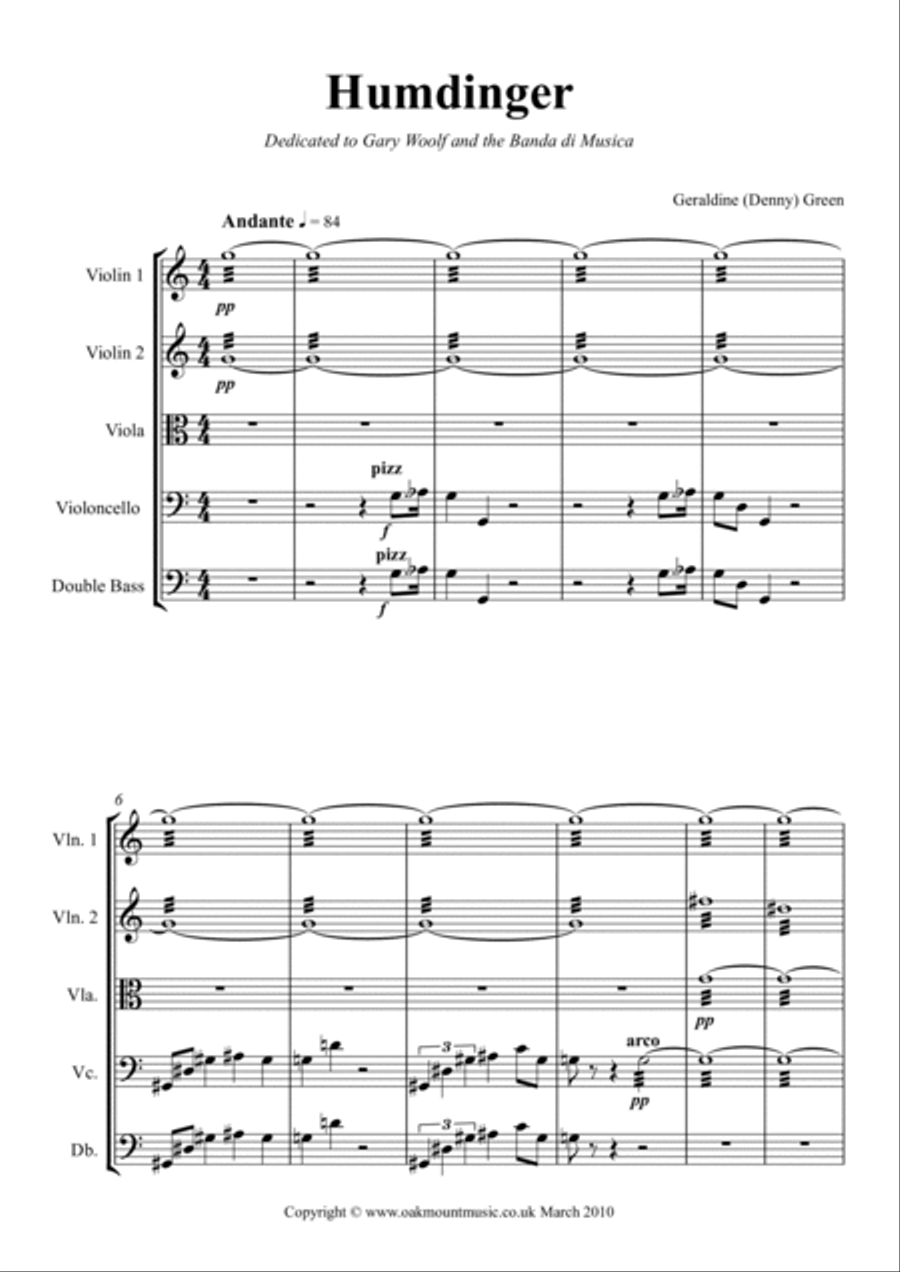 Humdinger, for String Orchestra (Standard Arrangement) Chamber Music scores gallery preview page 2