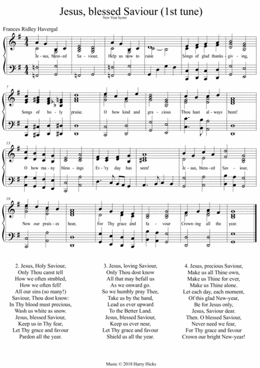 Jesus, Blessed Saviour. A new tune to a wonderful Frances Ridley Havergal hymn.