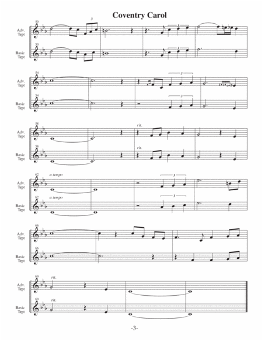 Coventry Carol (Arrangements 3-5 for TRUMPET + Written Acc) Trumpet Solo scores gallery preview page 4