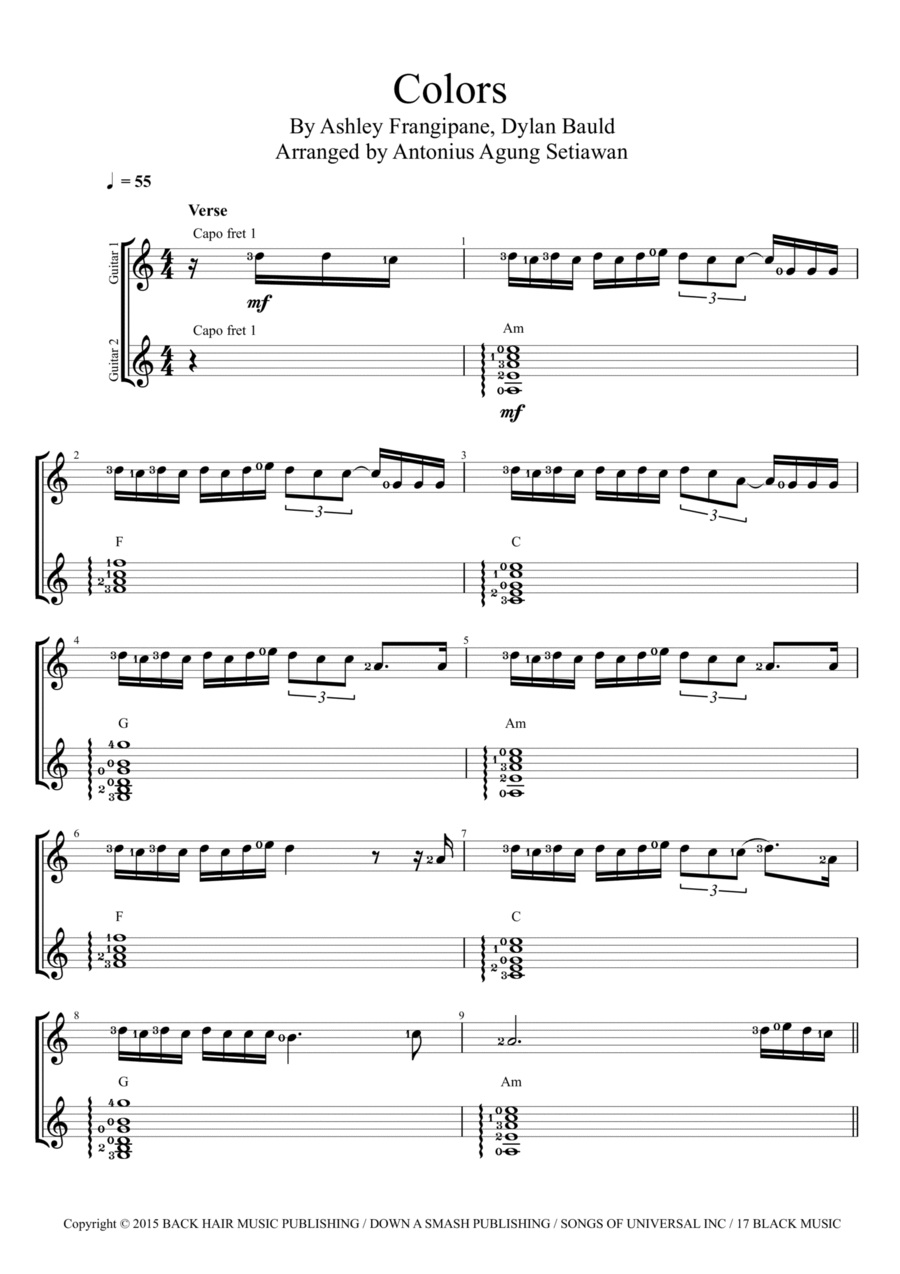 Colors Guitar Solo scores gallery preview page 1