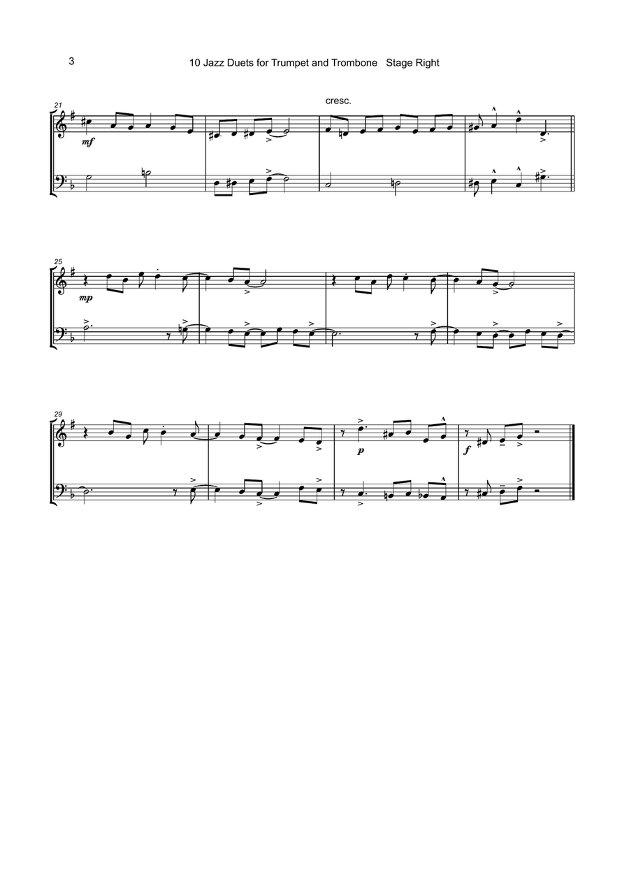 10 Jazz Duets for Trumpet and Trombone Brass Duet scores gallery preview page 4