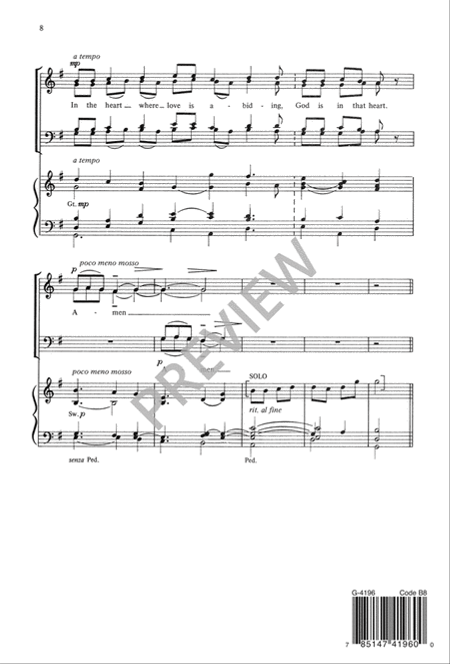 In the Heart Where Love Is Abiding 4-Part scores gallery preview page 9
