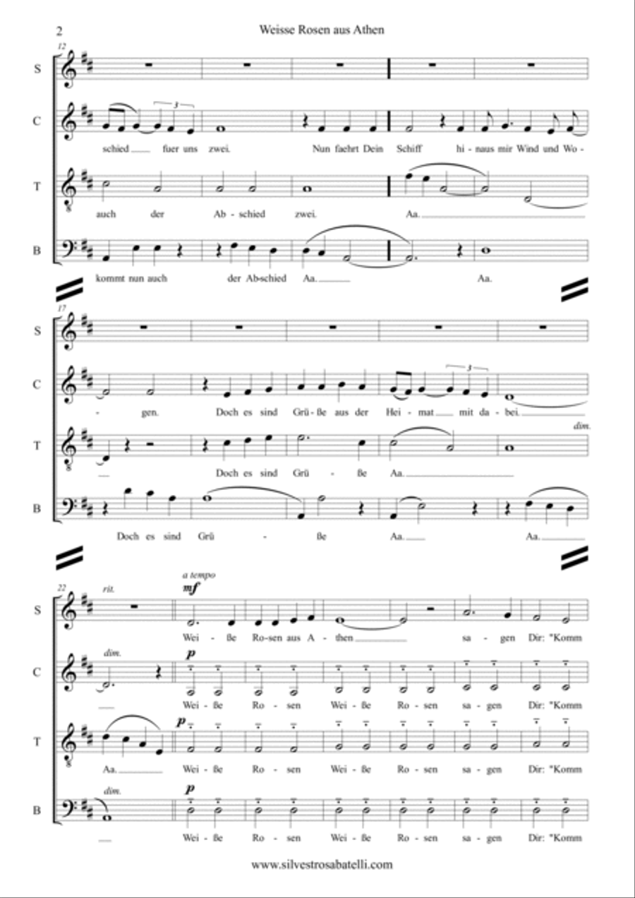 The White Rose Of Athens 4-Part scores gallery preview page 3