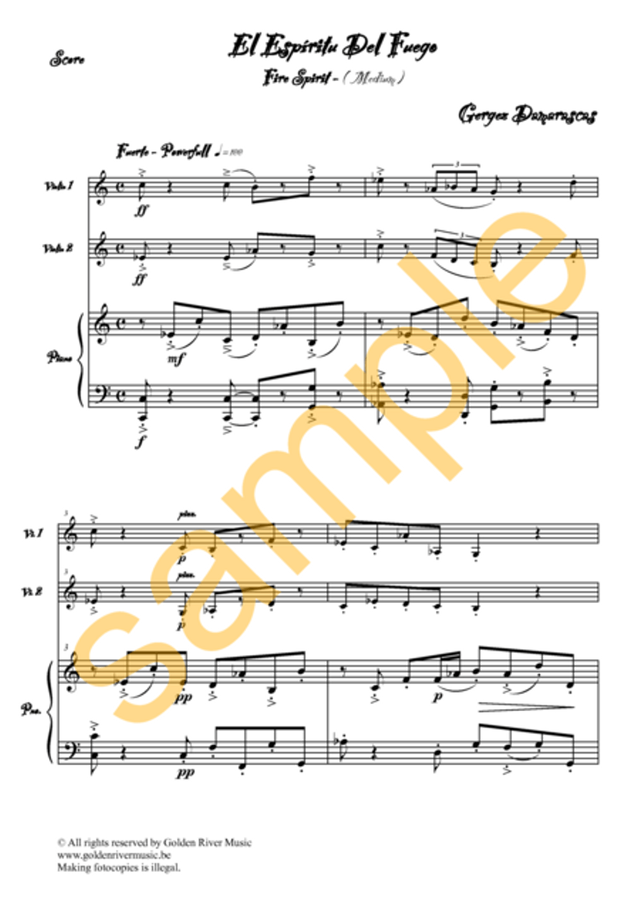 El Spiritu del Fuego / Fire Spirit for 2 violins Violin Solo scores gallery preview page 2