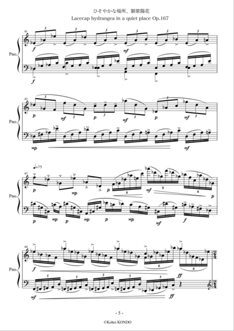 Lacecap hydrangea in a quiet place Op.167 Piano Solo scores gallery preview page 6