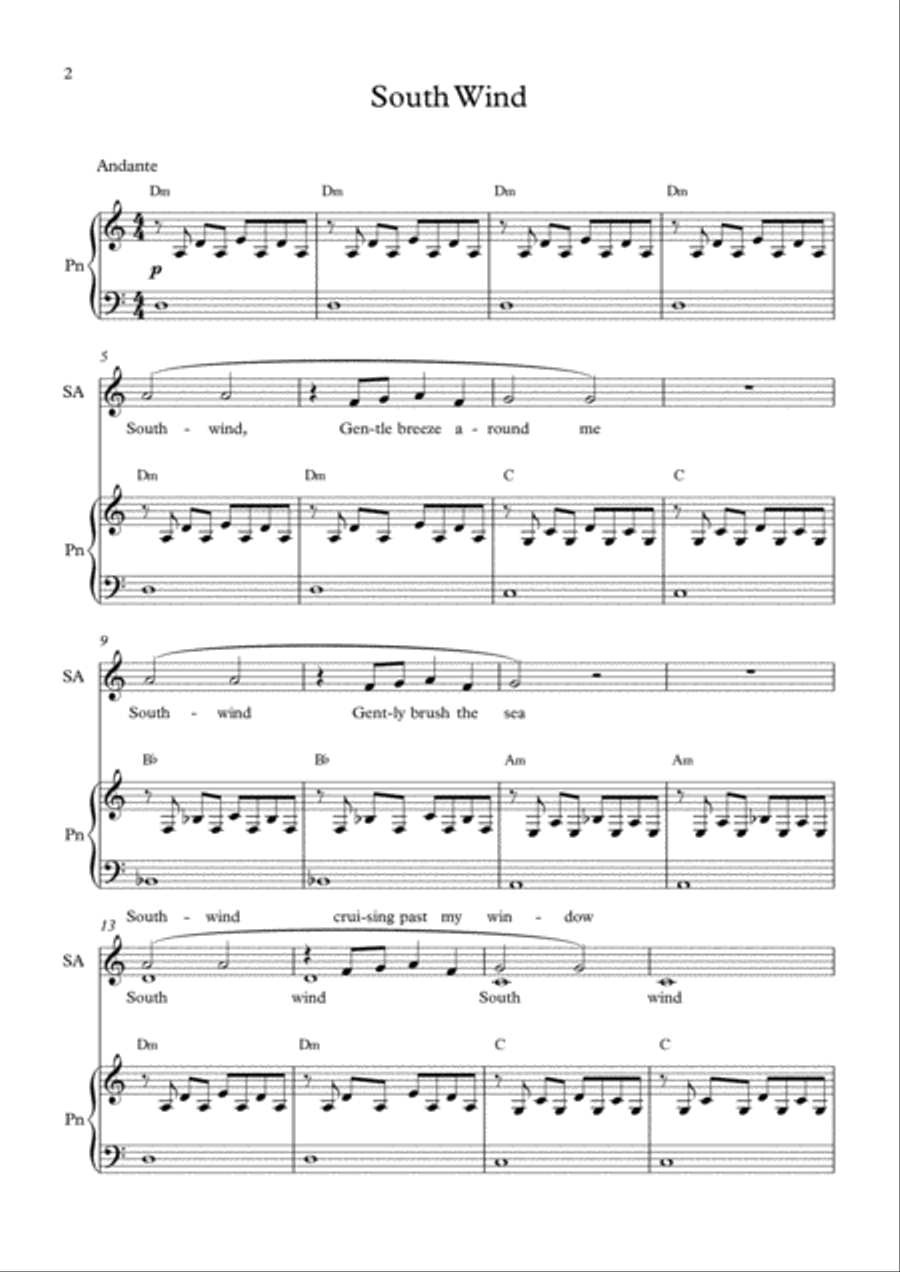 South Wind - female voices (SA) SA scores gallery preview page 2
