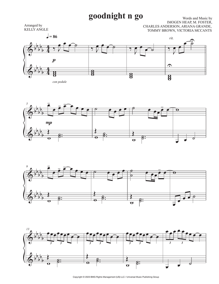 Goodnight N Go Goodnight N Go Piano Solo scores gallery preview page 1