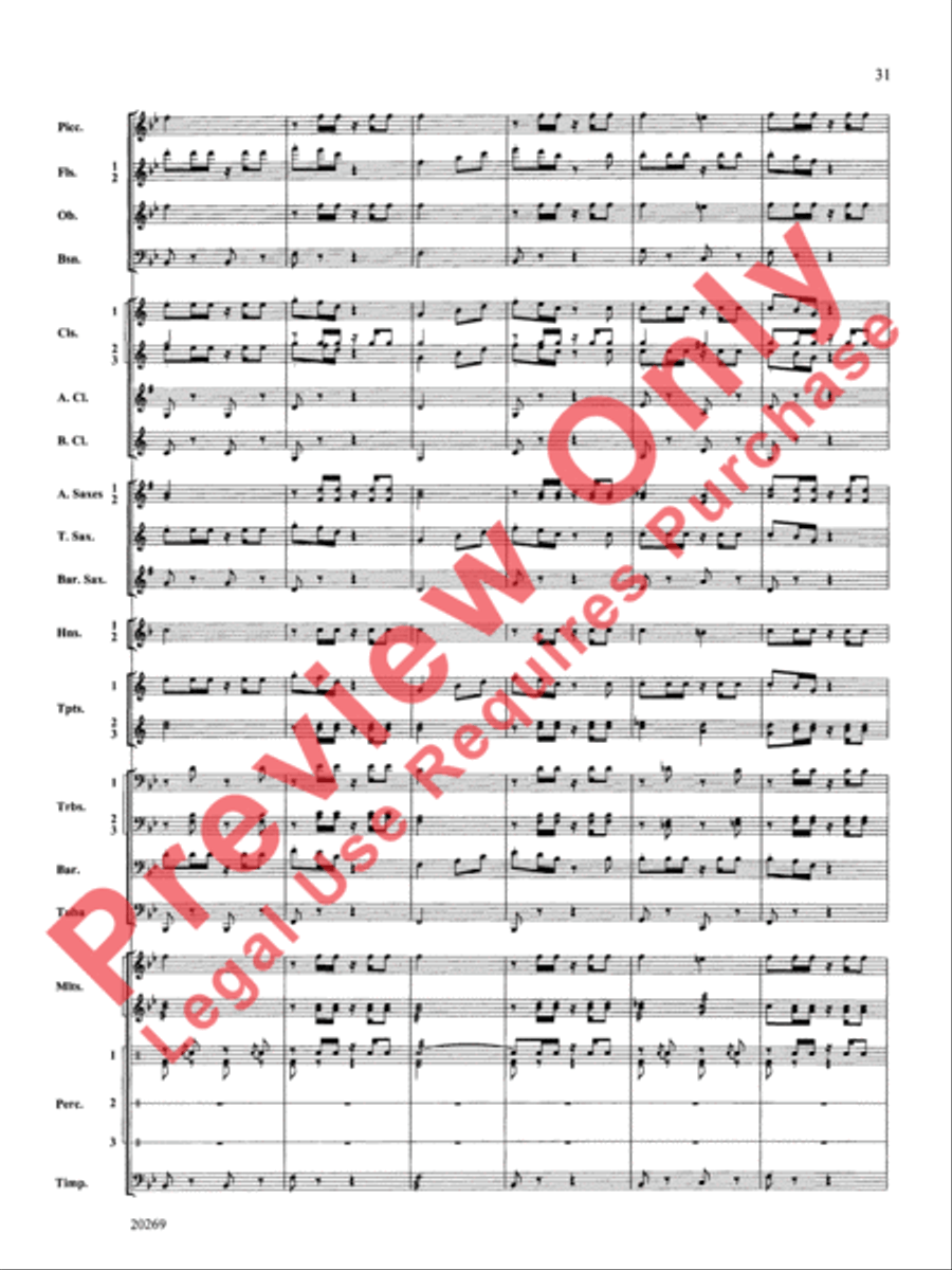 Night in the Tropics Concert Band scores gallery preview page 32