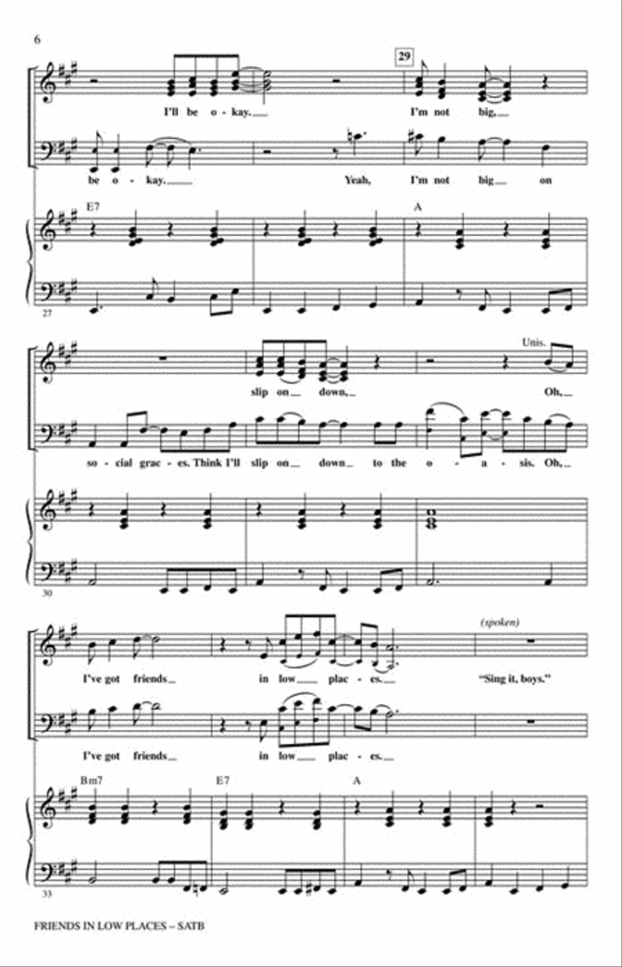 Friends in Low Places 4-Part scores gallery preview page 3