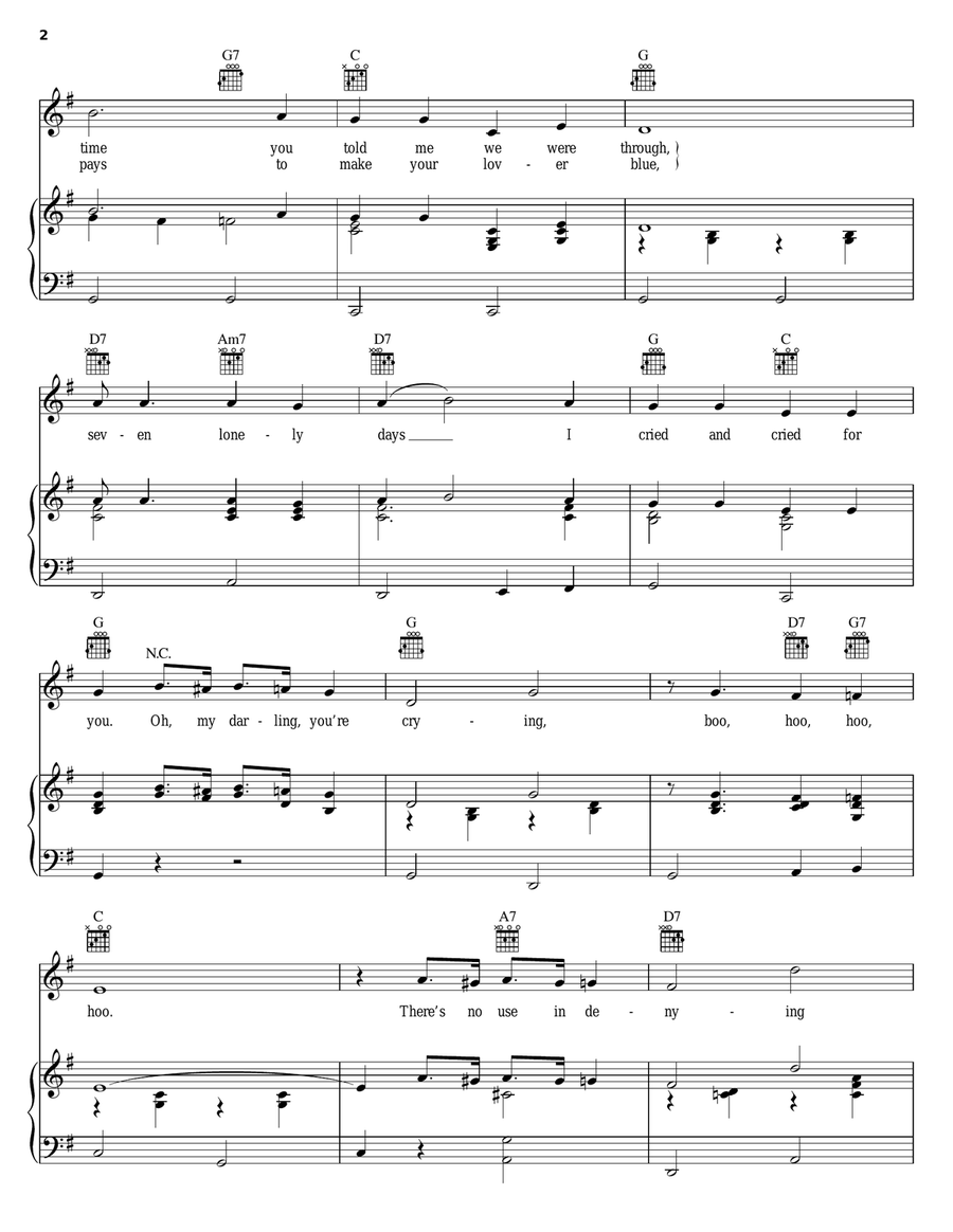 Seven Lonely Days Seven Lonely Days Piano, Vocal, Guitar scores gallery preview page 2