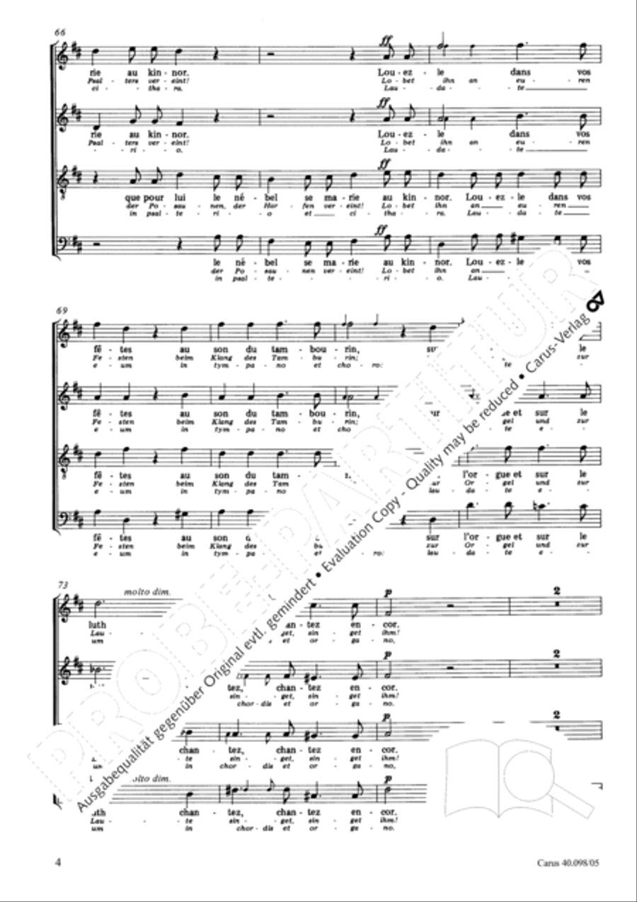 Psalm 150 (Der 150. Psalm) 4-Part scores gallery preview page 5