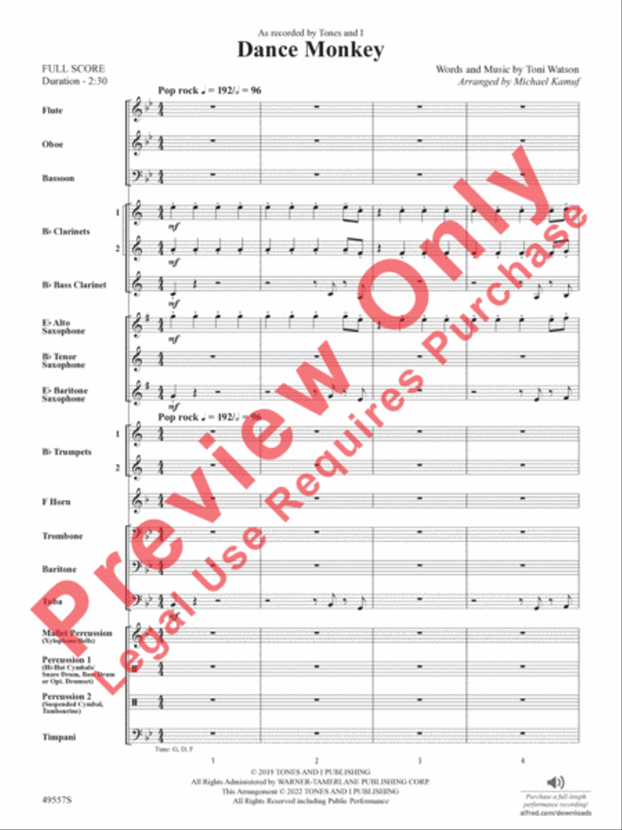 Dance Monkey Dance Monkey Concert Band scores gallery preview page 4