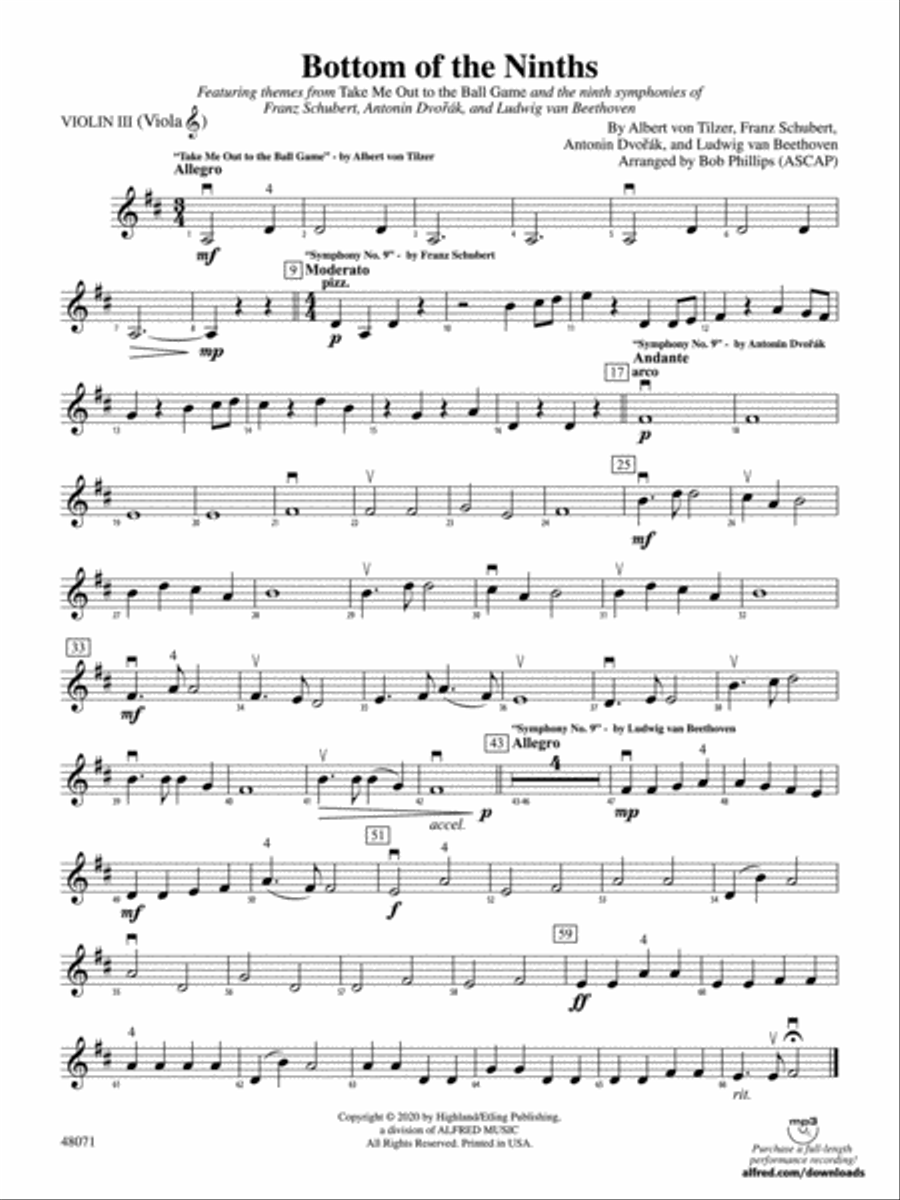 Bottom of the Ninths: 3rd Violin (Viola [TC]) String Orchestra scores gallery preview page 1