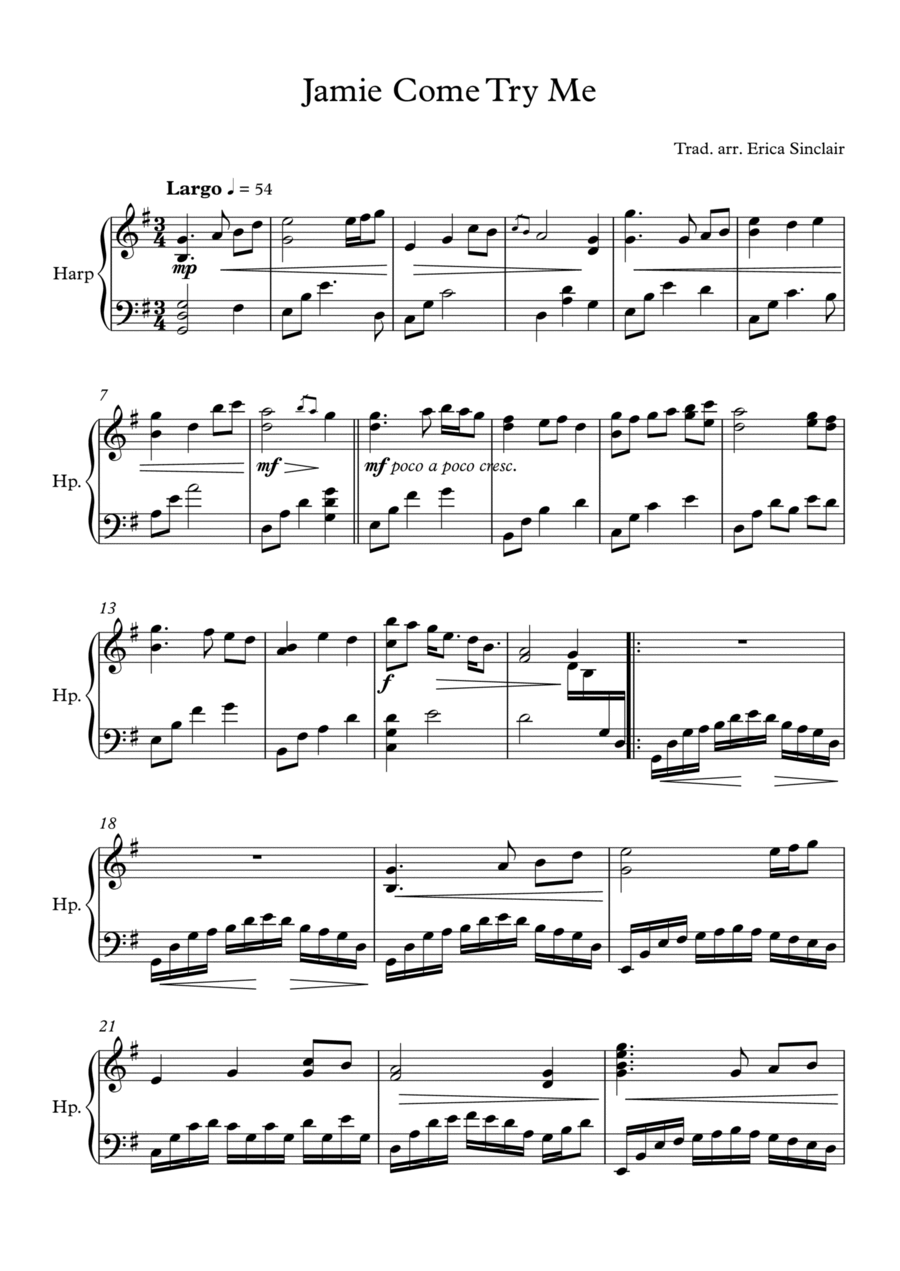 Jamie Come Try Me Harp scores gallery preview page 1