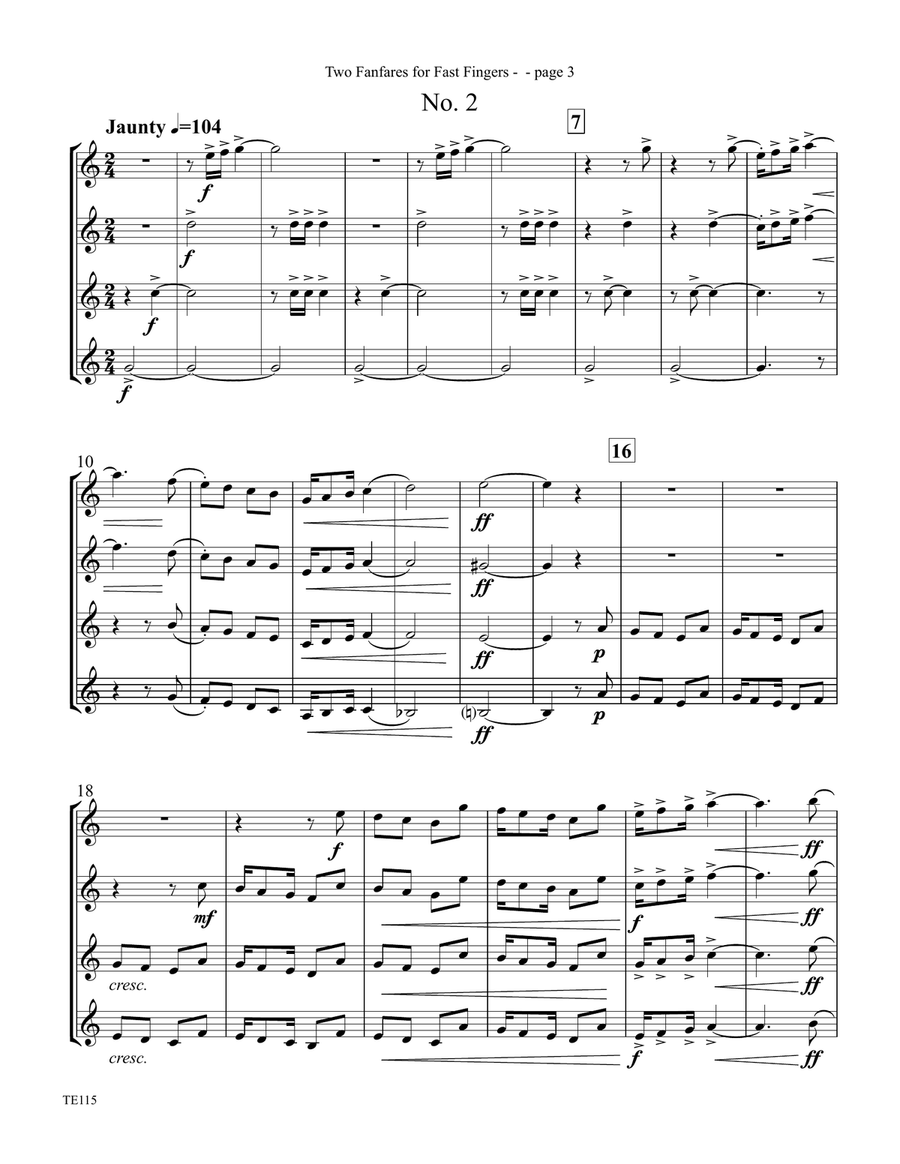 Two Fanfares for Fast Fingers for Trumpet Ensemble Trumpet scores gallery preview page 3