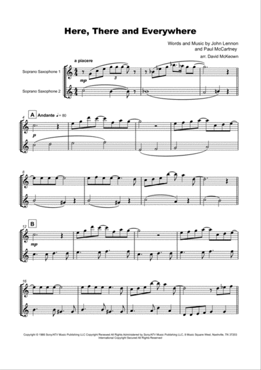 Here, There And Everywhere Woodwind Duet scores gallery preview page 2