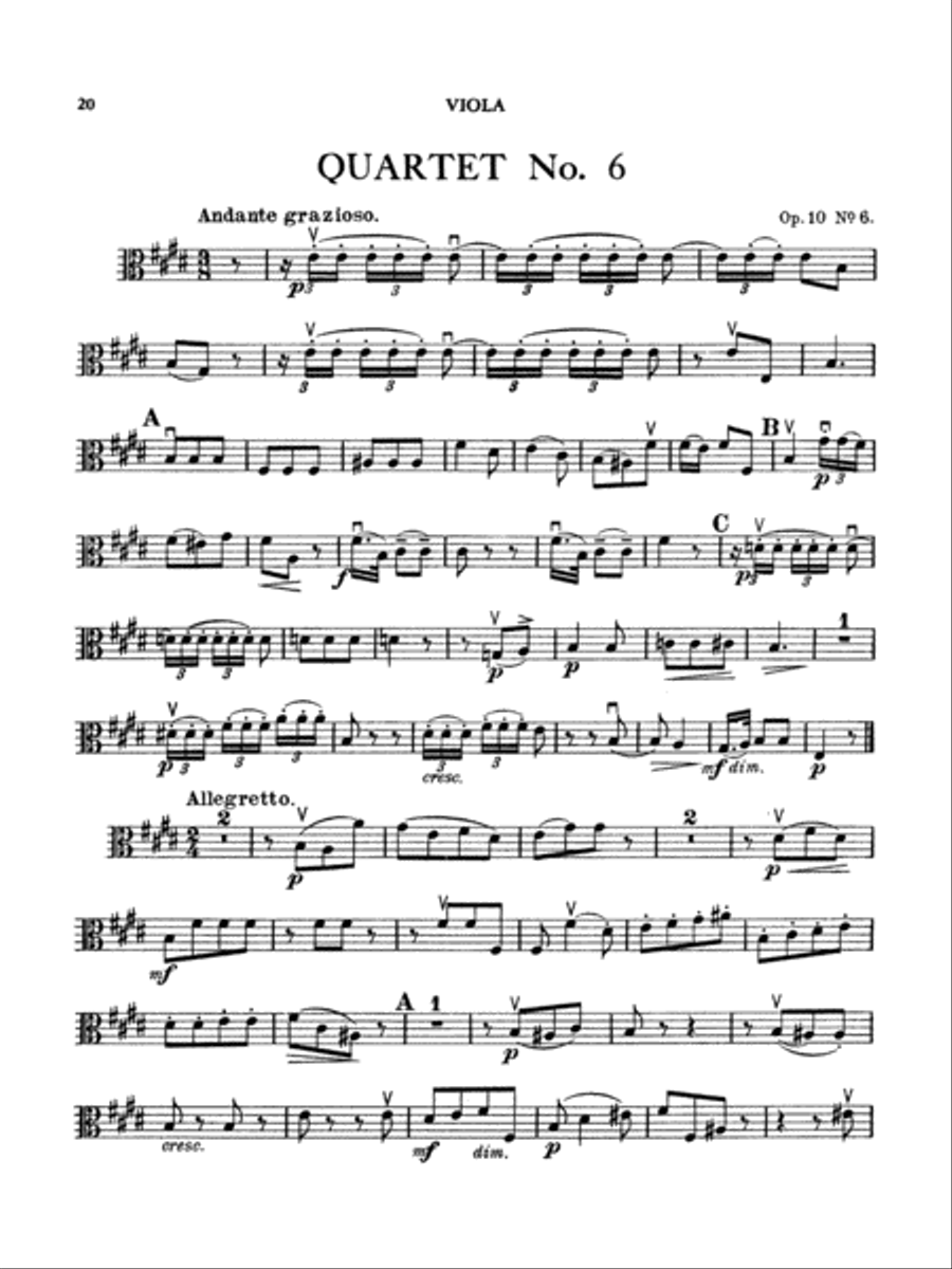 Boccherini: Nine Selected String Quartets String Quartet scores gallery preview page 1