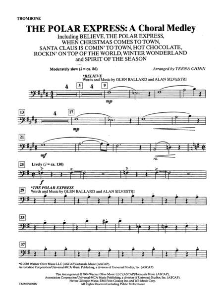The Polar Express: A Choral Medley: 1st Trombone