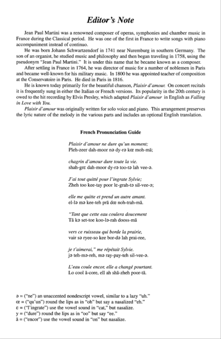 Plaisir d'Amour (The Joys of Love) Choir scores gallery preview page 1