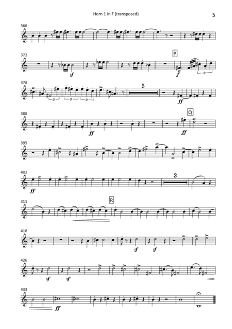 Symphony no. 4 - transposed horn parts (1-4) Horn Solo scores gallery preview page 5