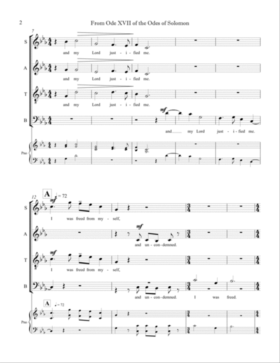 From Ode 17 of the Odes of Solomon 4-Part scores gallery preview page 4