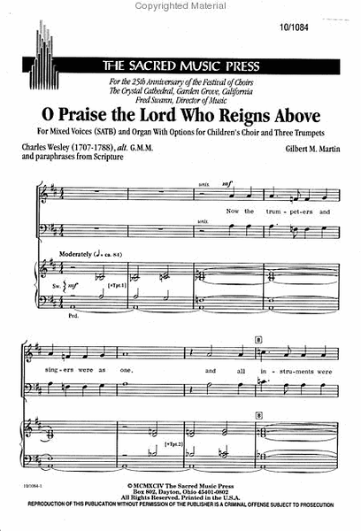 O Praise the Lord Who Reigns Above