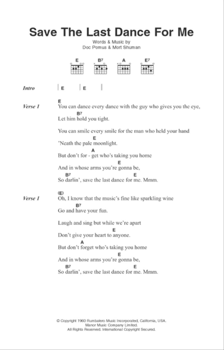 Save The Last Dance For Me Acoustic Guitar scores gallery preview page 1