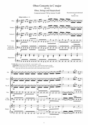 Vivaldi - Oboe Concerto in C major RV 451 for Oboe, Strings and Harpsichord