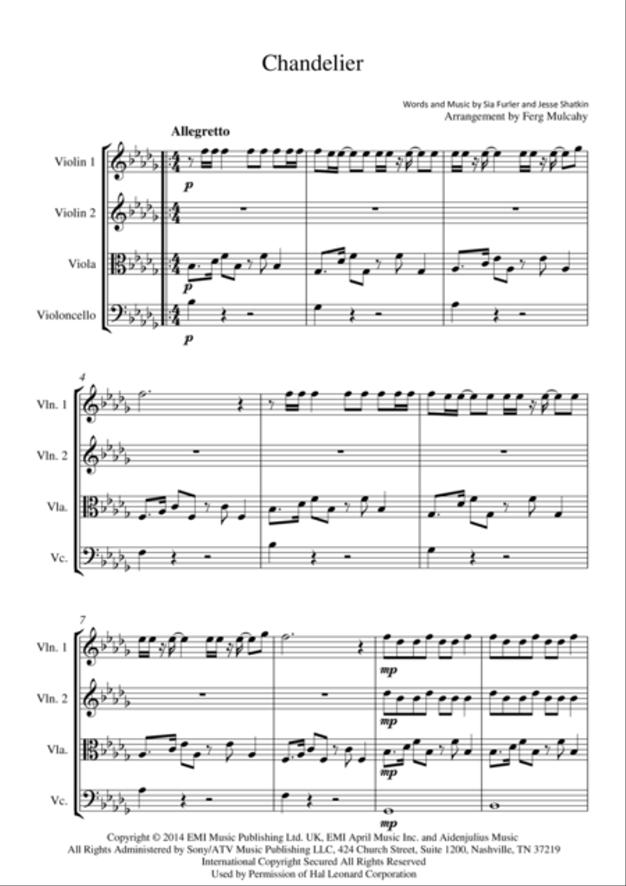 Chandelier String Quartet scores gallery preview page 2